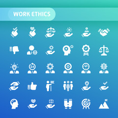 Work Ethics Vector Icon Set.
