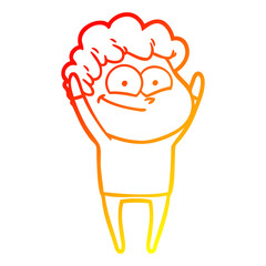 Obraz premium warm gradient line drawing cartoon happy man