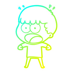 cold gradient line drawing cartoon shocked man