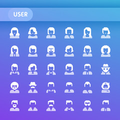 User and Avatar Vector Icon Set.