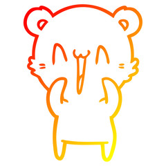 warm gradient line drawing happy bear cartoon