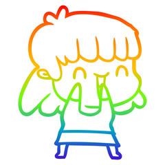 rainbow gradient line drawing cartoon woman