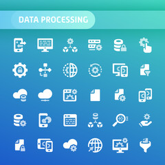 Data Processing Vector Icon Set.