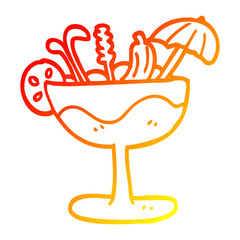 warm gradient line drawing cartoon cocktail