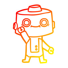 warm gradient line drawing cartoon robot