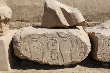 Egyptian hieroglyphs in Mortuary Temple of Seti I, Luxor, Egypt