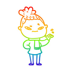 rainbow gradient line drawing cartoon woman