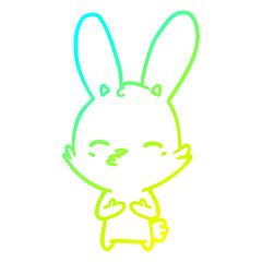cold gradient line drawing curious bunny cartoon