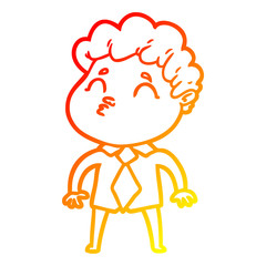 warm gradient line drawing cartoon man pouting
