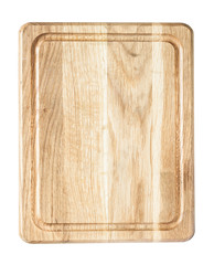 square kitchen cutting board made from natural wood isolated on white