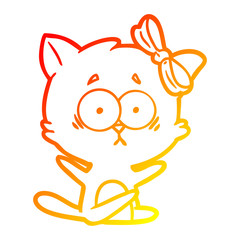 warm gradient line drawing cartoon cat
