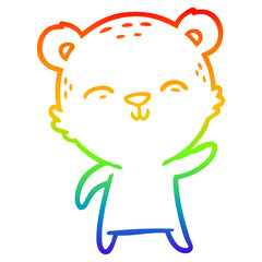 rainbow gradient line drawing happy cartoon bear