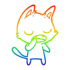 rainbow gradient line drawing talking cat cartoon