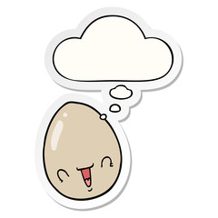 cartoon egg and thought bubble as a printed sticker