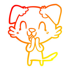 warm gradient line drawing laughing cartoon dog