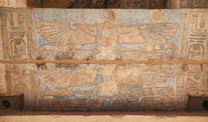 Egyptian hieroglyphs in Mortuary Temple of Seti I, Luxor, Egypt