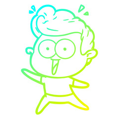 cold gradient line drawing cartoon excited man