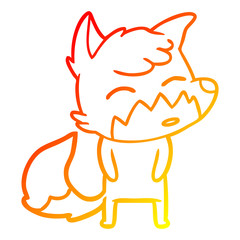 warm gradient line drawing cartoon fox