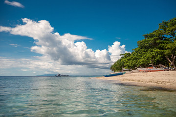 Amazing paradise Alona beach with boats in Bohol Panglao island, Philippines