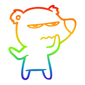 recommend clip art: rainbow gradient line drawing angry bear cartoon