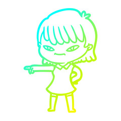 cold gradient line drawing cartoon woman