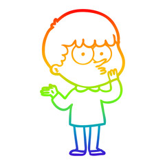 rainbow gradient line drawing cartoon curious boy