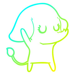 cold gradient line drawing cute cartoon elephant