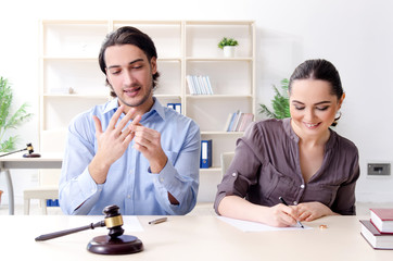 Young family in marriage divorce concept 