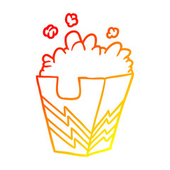 warm gradient line drawing box of popcorn