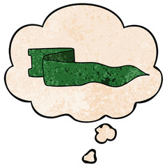 cartoon waving banner and thought bubble in grunge texture pattern style