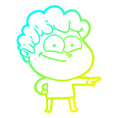 cold gradient line drawing cartoon happy man