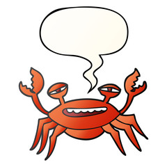 cartoon crab and speech bubble in smooth gradient style