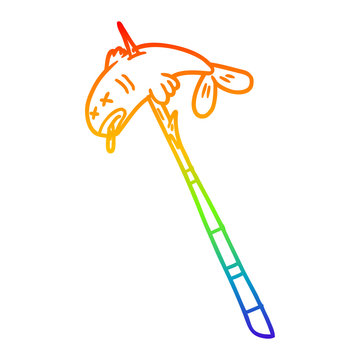 recommend clip art: rainbow gradient line drawing cartoon fish speared