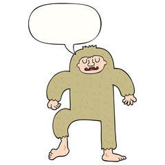 cartoon bigfoot and speech bubble