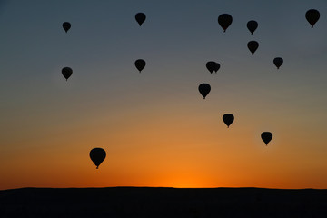 Cappadocia / Turkey, June 8, 2019, Urgup, Goreme, Nevsehir, balloons landscape