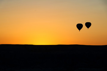 Cappadocia / Turkey, June 8, 2019, Urgup, Goreme, Nevsehir, balloons landscape