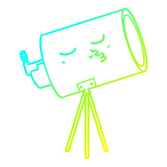 cold gradient line drawing cartoon telescope with face