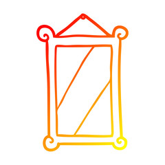 warm gradient line drawing framed old mirror