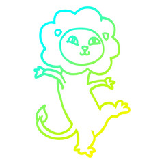 cold gradient line drawing cartoon happy lion