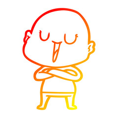 warm gradient line drawing happy cartoon bald man