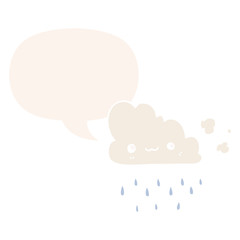 cartoon storm cloud and speech bubble in retro style