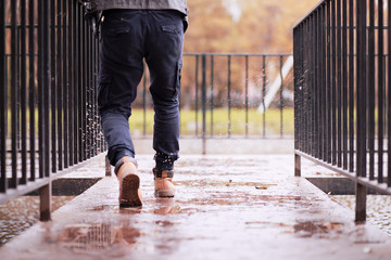 Autumn rainy park in October