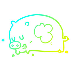 cold gradient line drawing cute cartoon pig