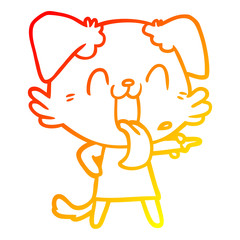 Fototapeta premium warm gradient line drawing cartoon panting dog in dress