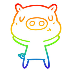 rainbow gradient line drawing cartoon content pig