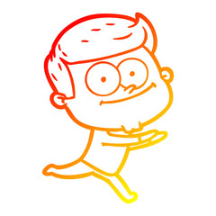 Obraz premium warm gradient line drawing cartoon happy man