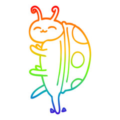 rainbow gradient line drawing cute cartoon ladybug
