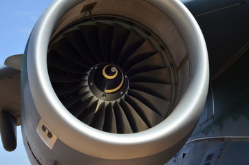 Aircraft turbine detail. Fan and cone system.