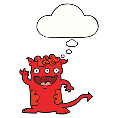 cartoon halloween monster and thought bubble