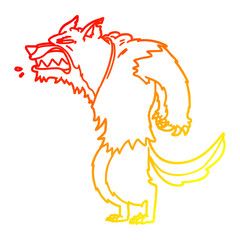 warm gradient line drawing angry werewolf cartoon